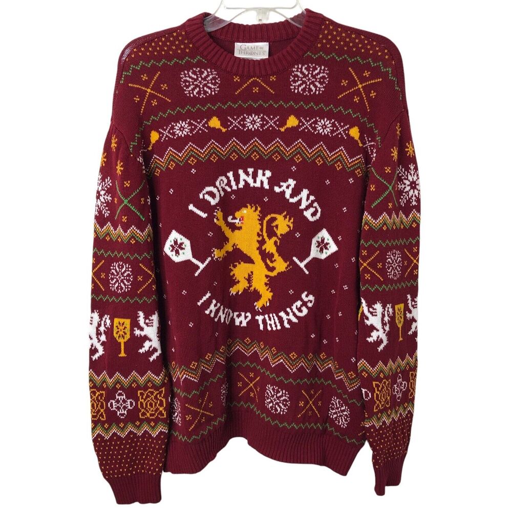 Game of Thrones Men's I Drink And I Know Things Crew Neck Sweater Size XXL
